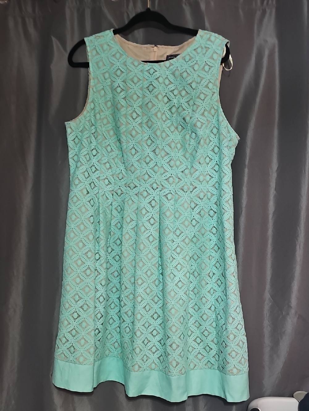 Sleeveless Mint Lace Fit & Flare Dress